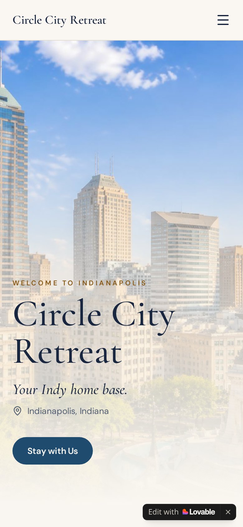 Circle City Retreat guest guide on a phone